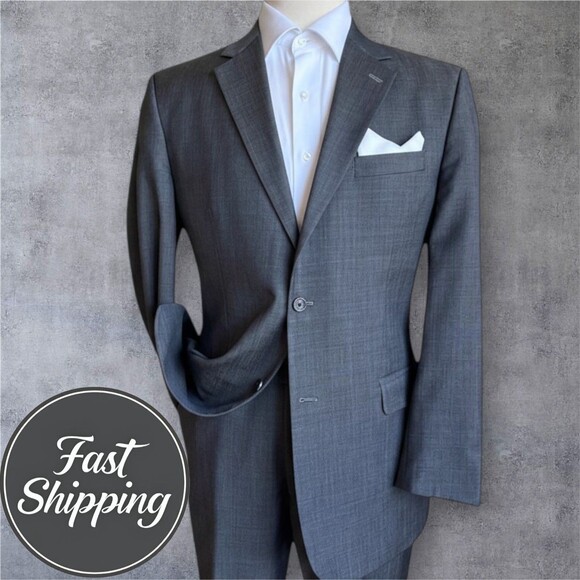 Michael Kors Men’s 2-Piece Wool Suit 42L Blazer Jacket 36x30 Pants Gray - Picture 1 of 7